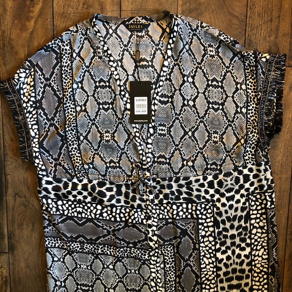 JAYLEY Mixed Animal Print Silk Blend Kimono